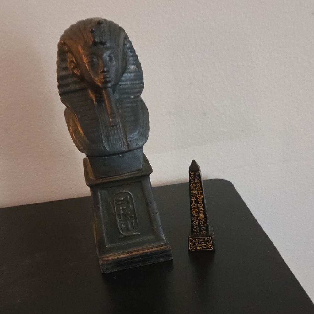 Ancient Egyptian Pharaoh Bust in Black and Gold